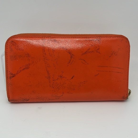 Tory Burch Robinson Continental Zip Around Wallet Clutch Orange Mandarin - Picture 5 of 11